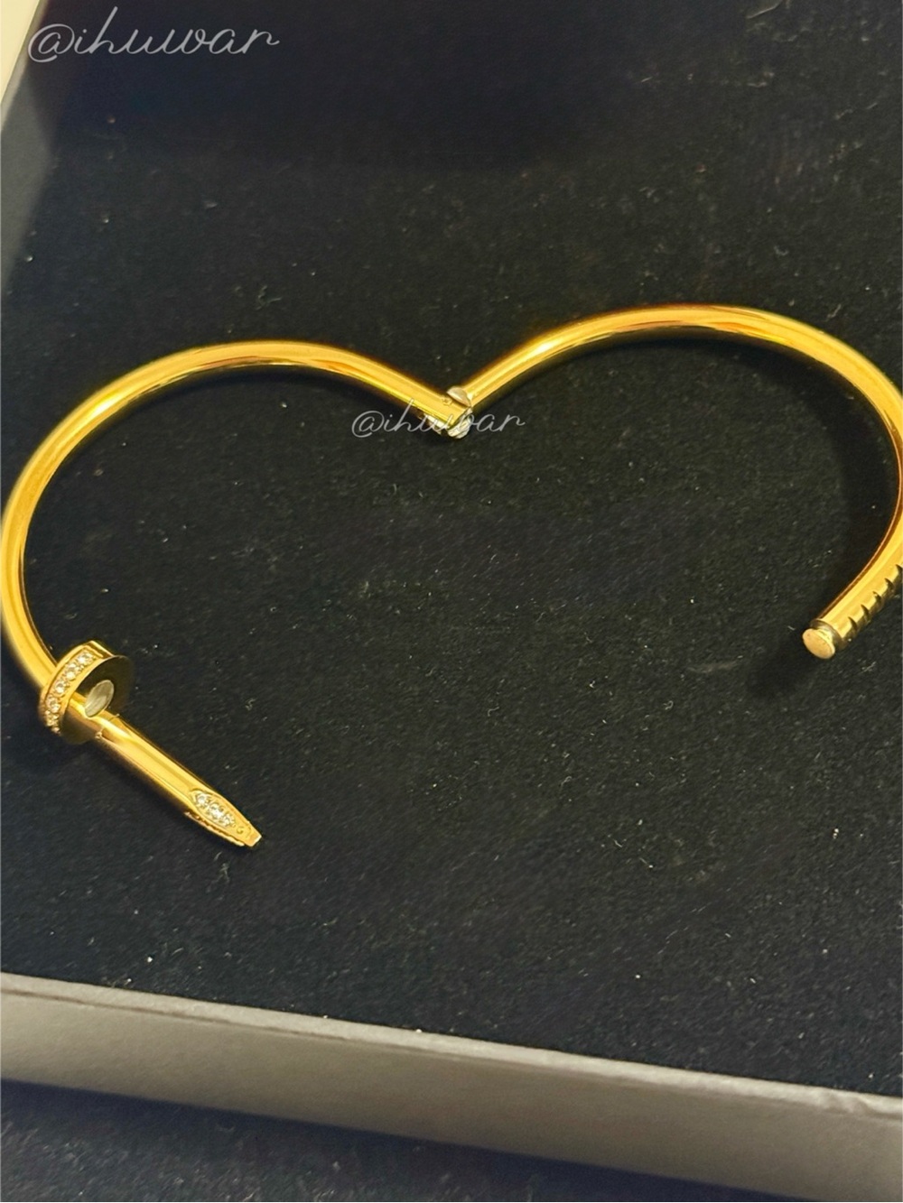 Nail Bangle Bracelet 18k Gold Plated Unisex CZ Pave - Picture 5 of 13